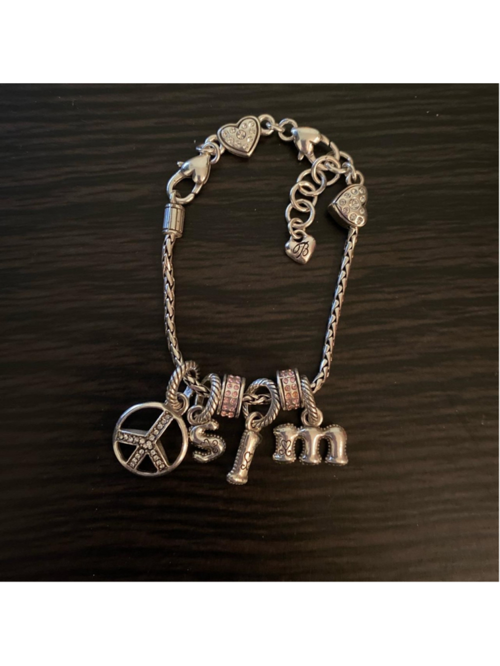 Silver ‘slm’ charm bracelet 💙